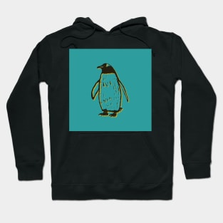 Penguin block print green yellow black Hoodie